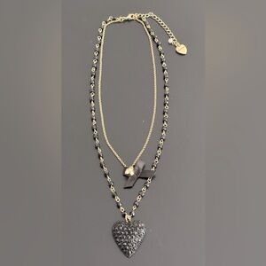 Betsey Johnson Black Heart Layered Necklace